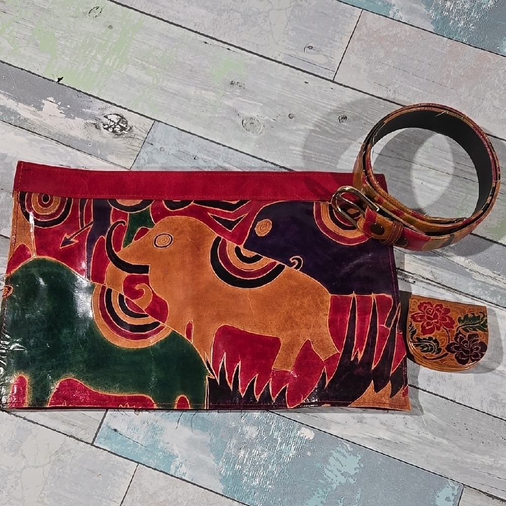 Vintage Belt, Clutch, And Coin Purse